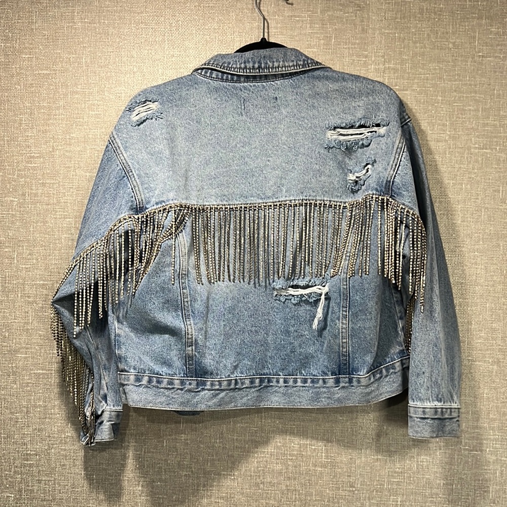 Sequin Fringe Jean Jacket